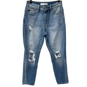 KanCan Womens Distressed Mid-Rise Skinny Jeans Size 1/24 Light‎ Wash